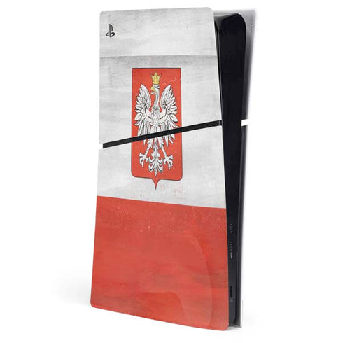 Poland Flag Distressed PS5 Slim Digital Edition Console Skin